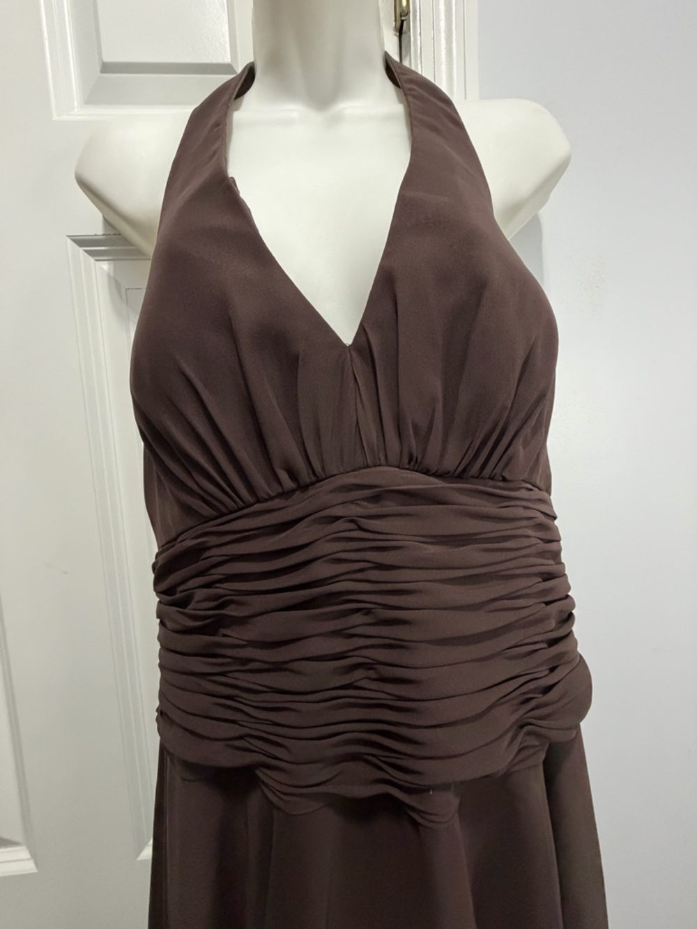 Randa Chocolate Brown midi halta dress size 18 pit to pit 19